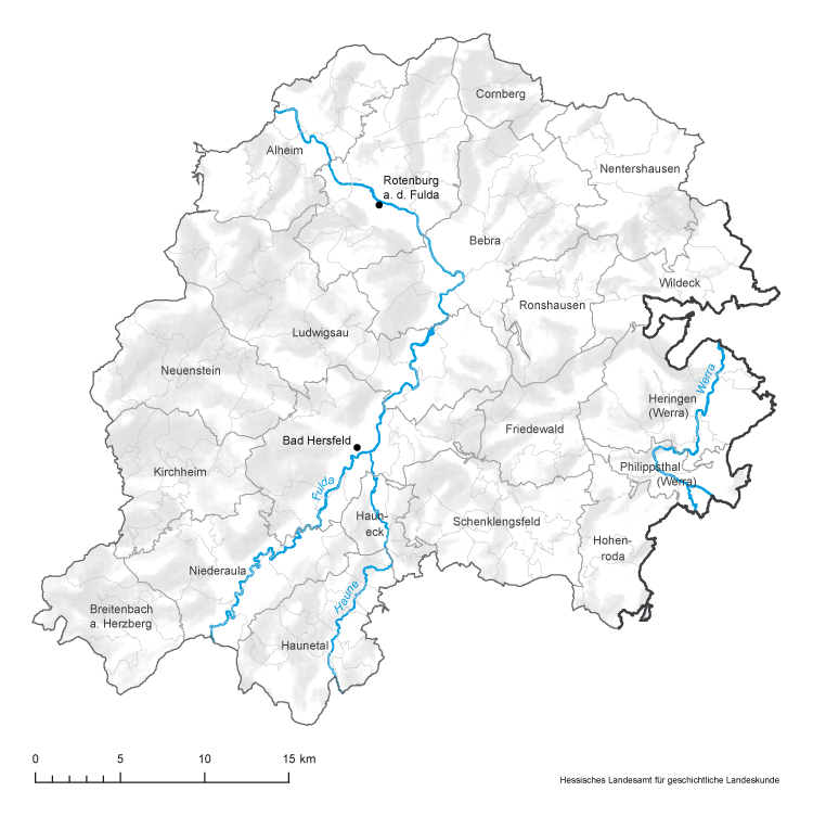 Hersfeld-Rotenburg: Karte mit Gemeinde- und Gemarkungsgrenzen